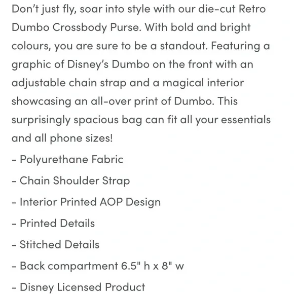 Retro Dumbo Crossbody Purse - Picture 6 of 6